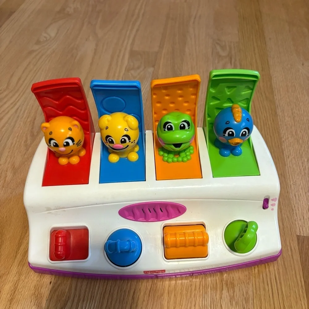 Vintage 2005 Fisher-Price Bobble & Giggle Poppin Pals Toy WORKS Silly Animals